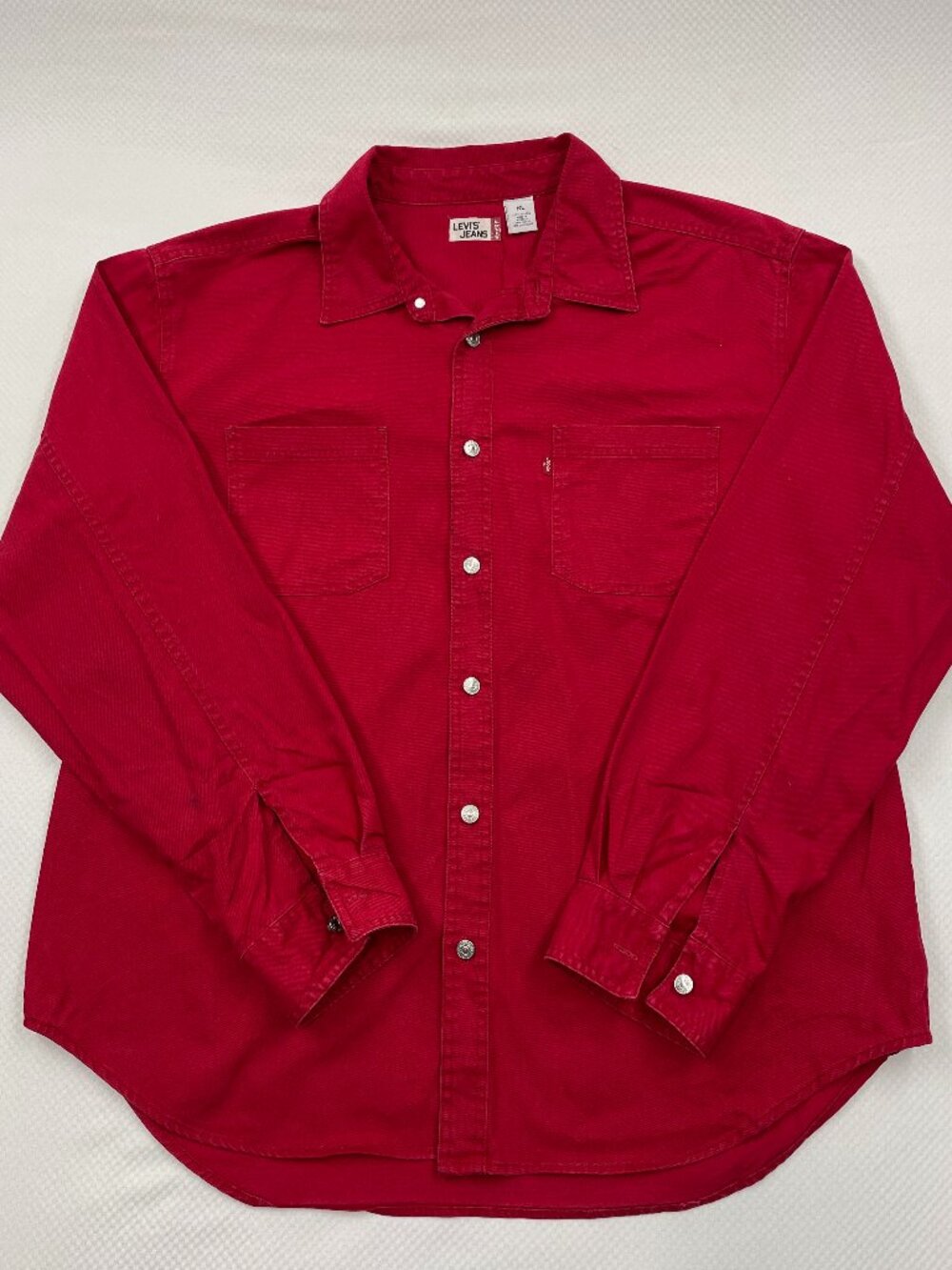 Levi's Red Cotton Denim Jean Western Cowboy Button Down Shirt Men's XL